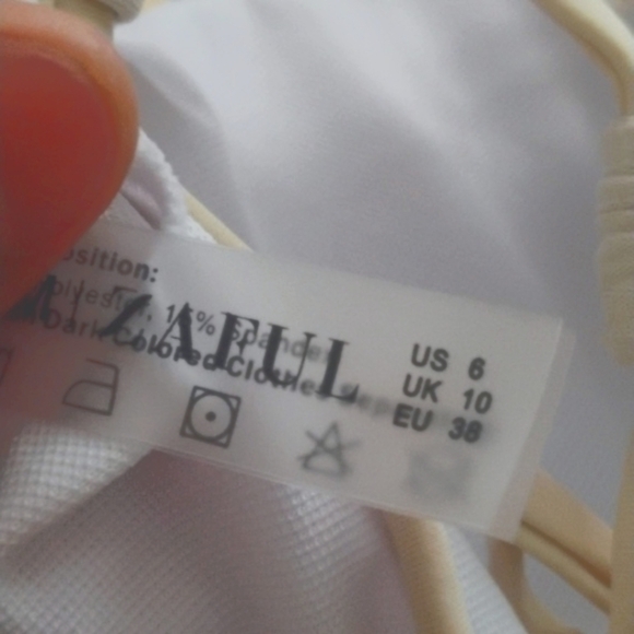 ZAFUL Women Textured Bandeau Bikini Top Lace up Strapless Swimsuit Solid Color 6 - Picture 9 of 12